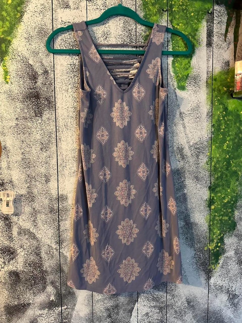 Sleeveless Blue Floral-Print V-Neck Dress